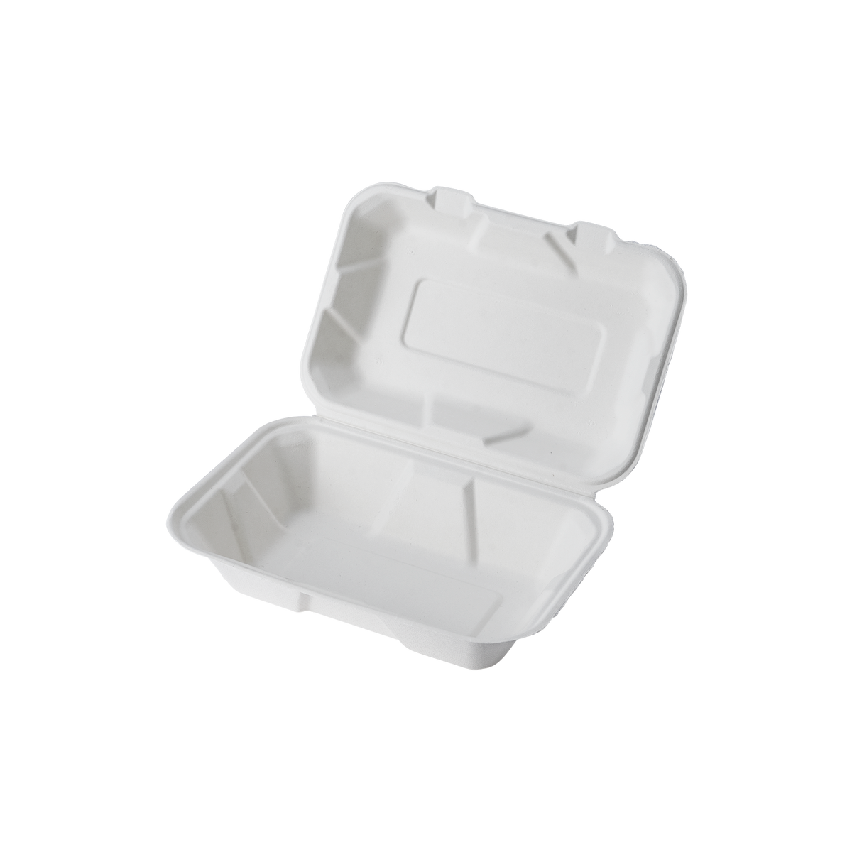 CaliWare 9'' x 6'' x 3'' No PFAS Added Natural Bagasse Hinged Container - 200/Case