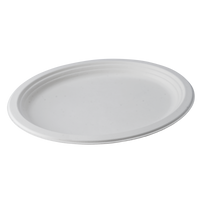 CaliWare 10" x 12 1/2'' No PFAS Added Natural Bagasse Oval Plate - 500/Case