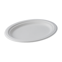 CaliWare 7 1/2" x 10'' No PFAS Added Natural Bagasse Oval Plate - 500/Case