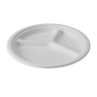 CaliWare 10" 3C No PFAS Added Natural Bagasse Plate - 500/Case