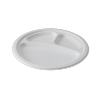 CaliWare 9" 3C No PFAS Added Natural Bagasse Plate - 500/Case