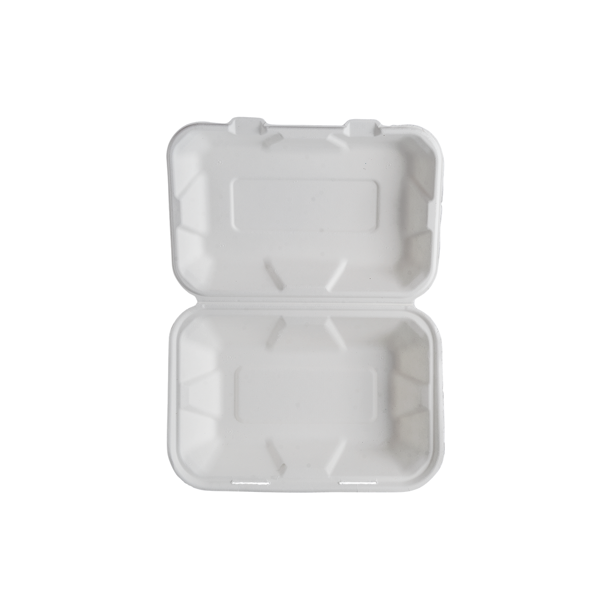 CaliWare 9'' x 6'' x 3'' No PFAS Added Natural Bagasse Hinged Container - 200/Case