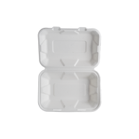 CaliWare 9'' x 6'' x 3'' No PFAS Added Natural Bagasse Hinged Container - 200/Case