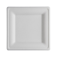 CaliWare 8" x 8'' No PFAS Added Natural Bagasse Square Plate - 500/Case