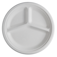 CaliWare 10" 3C No PFAS Added Natural Bagasse Plate - 500/Case